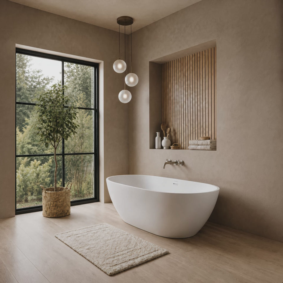 LAREN Freestanding Bathtub — 59" Acrylic Soaking Tub