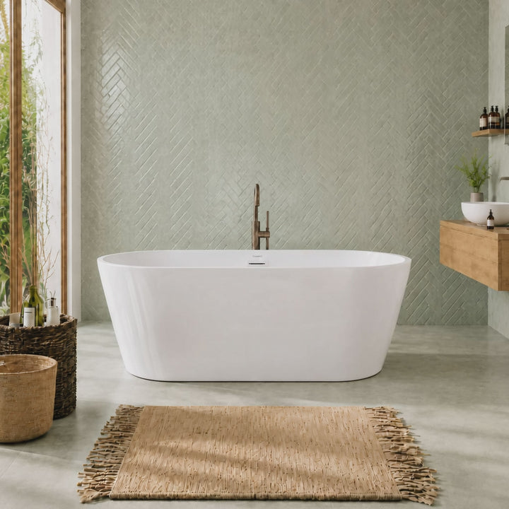HILVERSUM Freestanding Bathtub — 67" Rounded Rectangular Soaking Tub